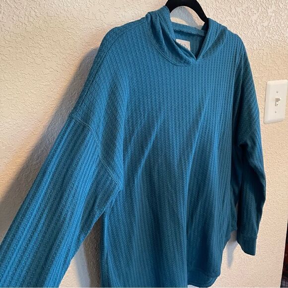 Chaser- Ladies' Waffle Knit Thermal Hoodie Sea Foam, Size Large - Picture 8 of 13